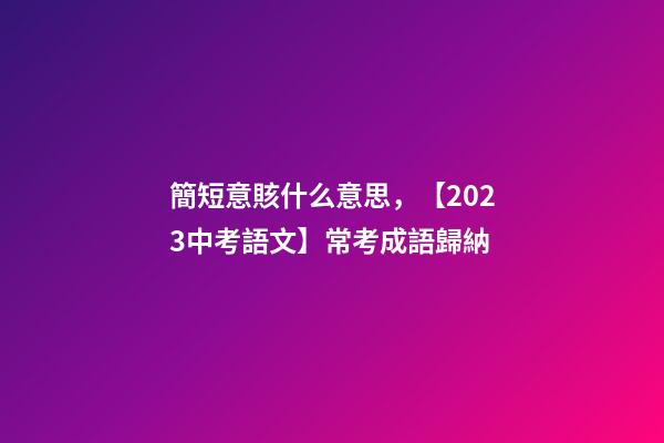 簡短意賅什么意思，【2023中考語文】常考成語歸納(3)