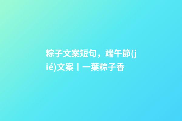 粽子文案短句，端午節(jié)文案丨一葉粽子香-第1張-觀點(diǎn)-玄機(jī)派
