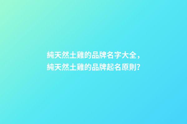 純天然土雞的品牌名字大全，純天然土雞的品牌起名原則？-第1張-商標起名-玄機派
