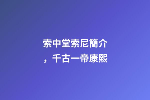 索中堂索尼簡介，千古一帝康熙-第1張-觀點-玄機派