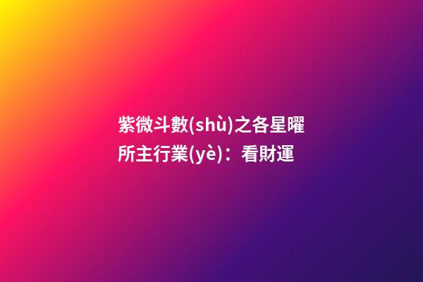 紫微斗數(shù)之各星曜所主行業(yè)：看財運