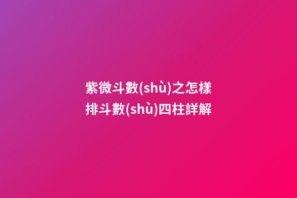 紫微斗數(shù)之怎樣排斗數(shù)四柱詳解