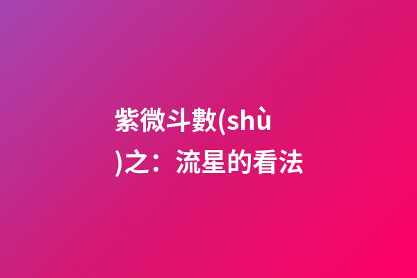 紫微斗數(shù)之：流星的看法