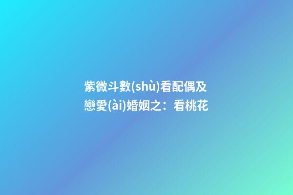 紫微斗數(shù)看配偶及戀愛(ài)婚姻之：看桃花
