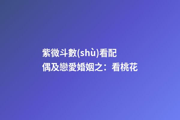 紫微斗數(shù)看配偶及戀愛婚姻之：看桃花