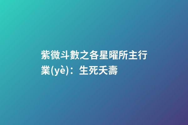 紫微斗數之各星曜所主行業(yè)：生死夭壽