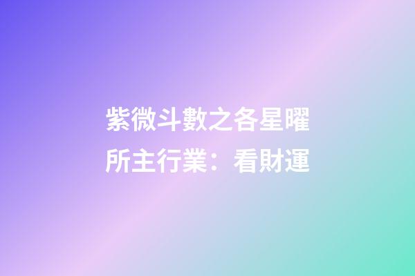 紫微斗數之各星曜所主行業：看財運