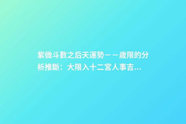 紫微斗數之后天運勢－－歲限的分析推斷：大限入十二宮人事吉兇簡