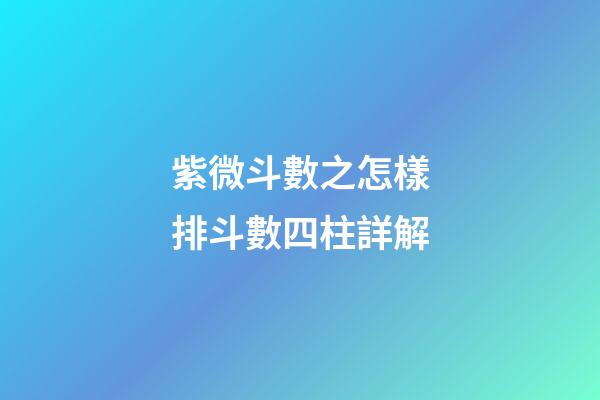 紫微斗數之怎樣排斗數四柱詳解