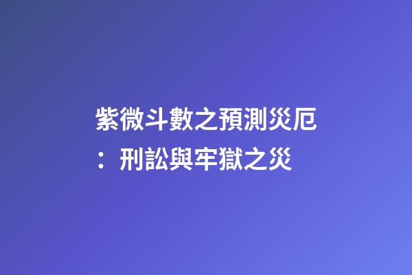 紫微斗數之預測災厄：刑訟與牢獄之災