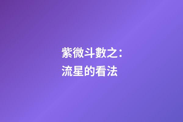 紫微斗數之：流星的看法