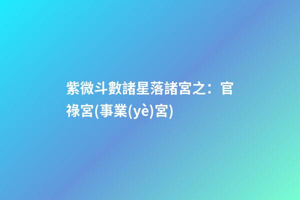 紫微斗數諸星落諸宮之：官祿宮(事業(yè)宮)