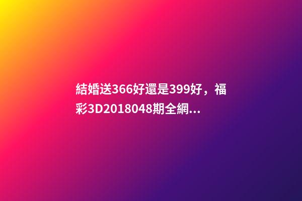 結婚送366好還是399好，福彩3D2018048期全網字謎總匯+3D獨家精選專家資料-第1張-觀點-玄機派