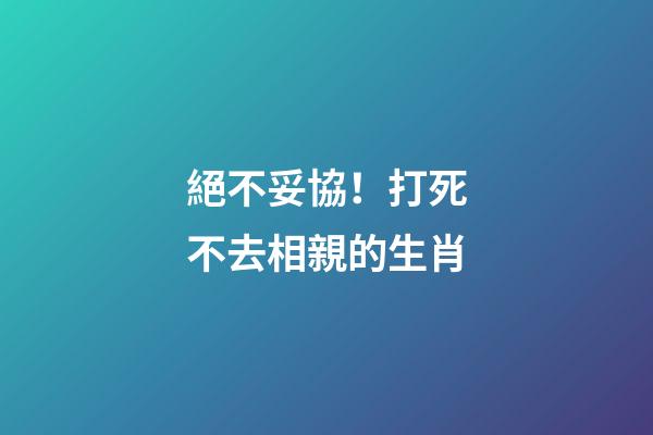 絕不妥協！打死不去相親的生肖