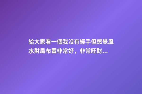 給大家看一個我沒有經手但感覺風水財局布置非常好，非常旺財的地
