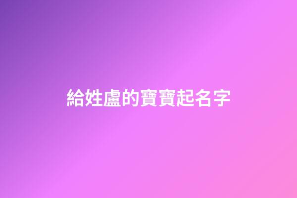 給姓盧的寶寶起名字(姓盧取名字)-第1張-寶寶起名-玄機(jī)派