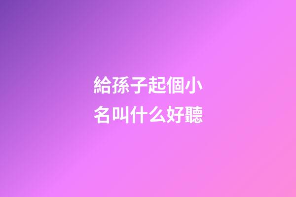 給孫子起個小名叫什么好聽(給孫子起個小名叫什么好聽的)-第1張-寶寶起名-玄機派