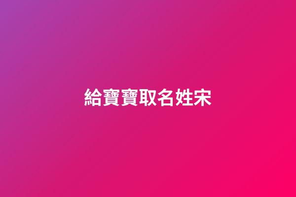 給寶寶取名姓宋(給寶寶取名姓宋怎么取)-第1張-寶寶起名-玄機派