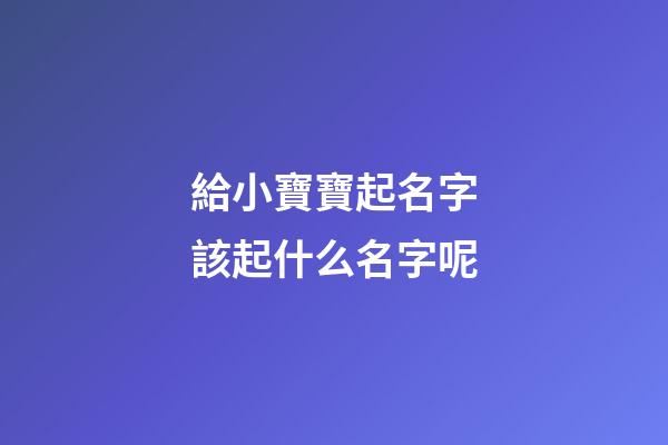 給小寶寶起名字該起什么名字呢(給小寶寶起什么名字好聽)-第1張-寶寶起名-玄機派