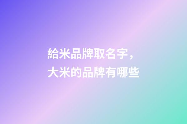 給米品牌取名字，大米的品牌有哪些-第1張-商標起名-玄機派