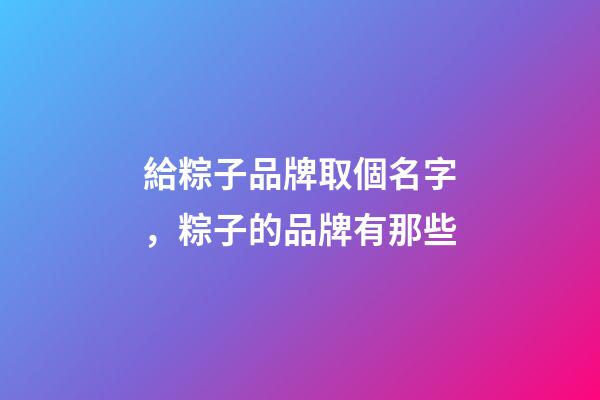 給粽子品牌取個名字，粽子的品牌有那些-第1張-商標起名-玄機派