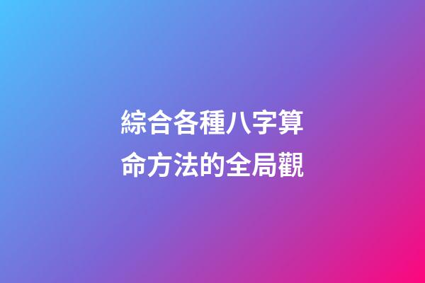 綜合各種八字算命方法的全局觀