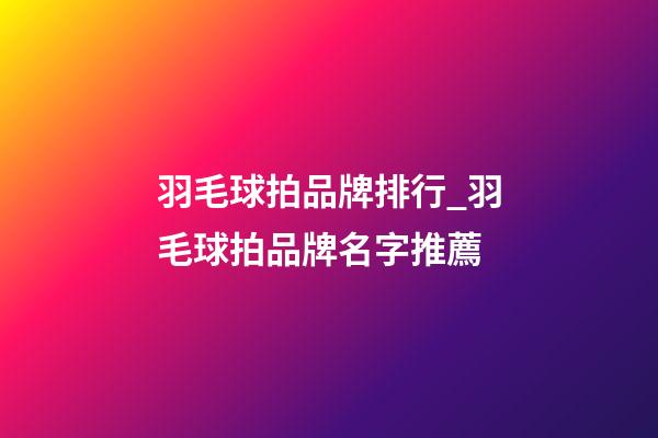 羽毛球拍品牌排行_羽毛球拍品牌名字推薦-第1張-商標(biāo)起名-玄機(jī)派