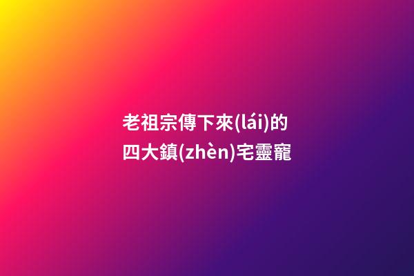 老祖宗傳下來(lái)的四大鎮(zhèn)宅靈寵