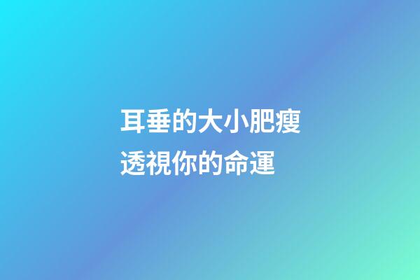 耳垂的大小肥瘦透視你的命運