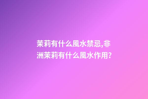 茉莉有什么風水禁忌,非洲茉莉有什么風水作用？