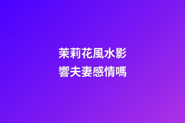 茉莉花風水影響夫妻感情嗎