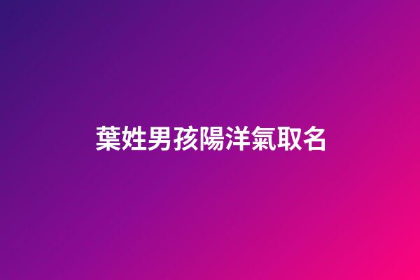 葉姓男孩陽洋氣取名(葉姓男娃取名)-第1張-男孩起名-玄機派