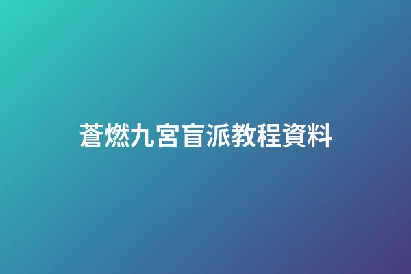 蒼燃九宮盲派教程.資料