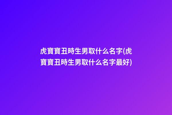 虎寶寶丑時生男取什么名字(虎寶寶丑時生男取什么名字最好)