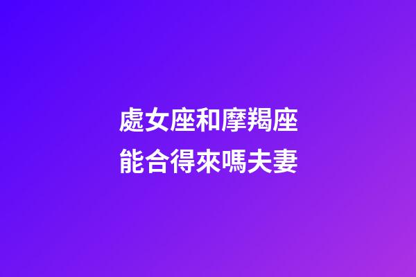 處女座和摩羯座能合得來嗎夫妻-第1張-星座運勢-玄機派