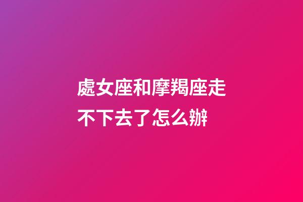 處女座和摩羯座走不下去了怎么辦-第1張-星座運勢-玄機派