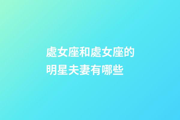 處女座和處女座的明星夫妻有哪些-第1張-星座運勢-玄機派