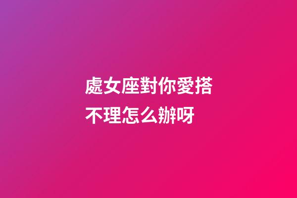 處女座對你愛搭不理怎么辦呀