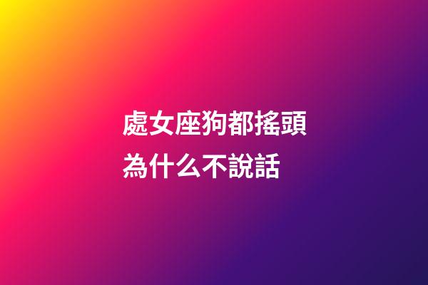 處女座狗都搖頭為什么不說話-第1張-星座運勢-玄機派