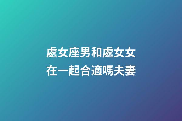 處女座男和處女女在一起合適嗎夫妻-第1張-星座運勢-玄機派