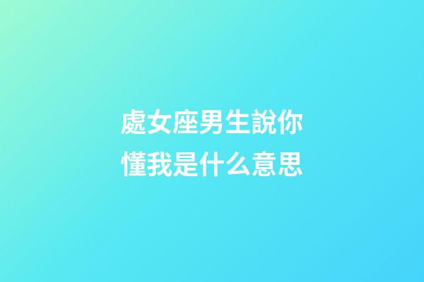 處女座男生說你懂我是什么意思