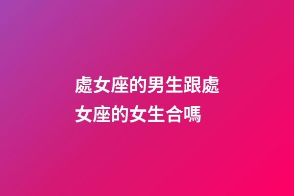 處女座的男生跟處女座的女生合嗎-第1張-星座運勢-玄機派