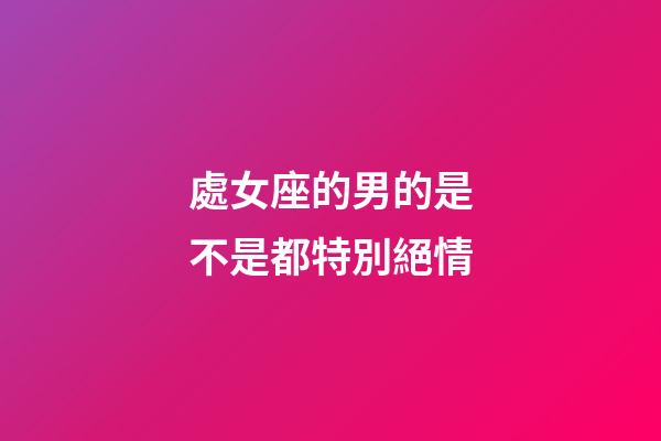 處女座的男的是不是都特別絕情-第1張-星座運勢-玄機派