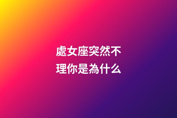 處女座突然不理你是為什么-第1張-星座運勢-玄機派