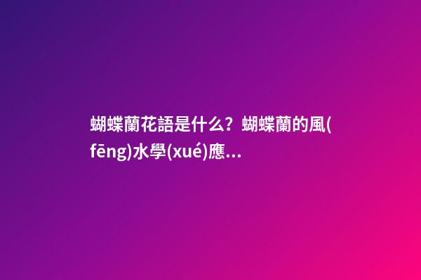 蝴蝶蘭花語是什么？蝴蝶蘭的風(fēng)水學(xué)應(yīng)用