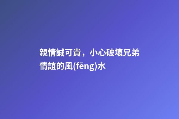 親情誠可貴，小心破壞兄弟情誼的風(fēng)水