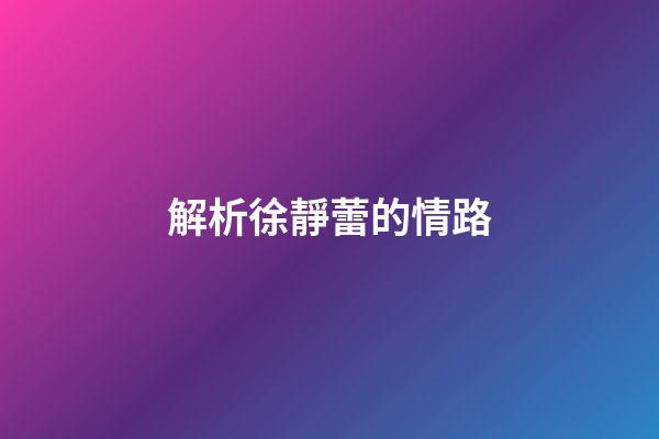 解析徐靜蕾的情路