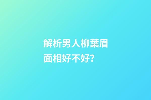 解析男人柳葉眉面相好不好？