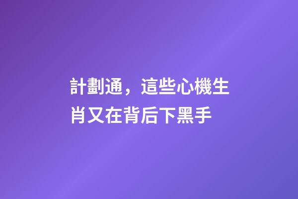 計劃通，這些心機生肖又在背后下黑手