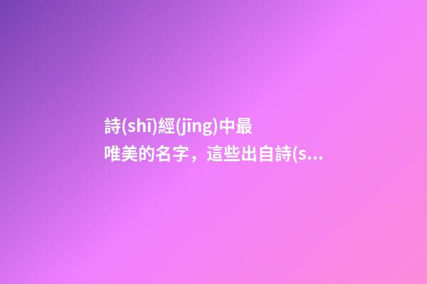 詩(shī)經(jīng)中最唯美的名字，這些出自詩(shī)經(jīng)的名字最美好（詩(shī)經(jīng)中最唯美的名字,這些出自詩(shī)經(jīng)的名字最美好的詩(shī)句）